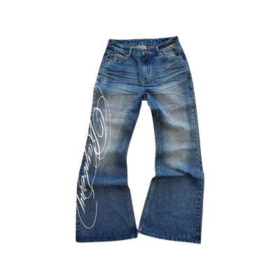 ‘FELL IN LUV’ FLARED DENIM 𖦏